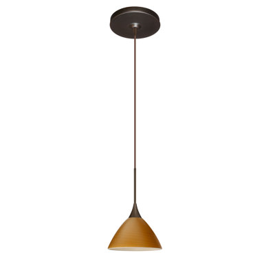 Domi 1 Light Mini Pendant Finish: Bronze, Glass Shade: Oak