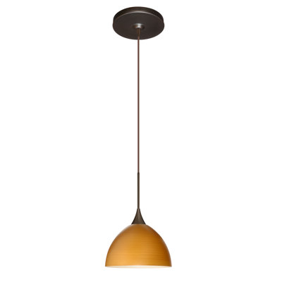 Brella 1 Light Mini Pendant Finish: Bronze, Glass Shade: Oak