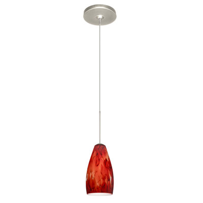 Karli 1 Light Mini Pendant Finish: Satin Nickel, Glass Shade: Garnet