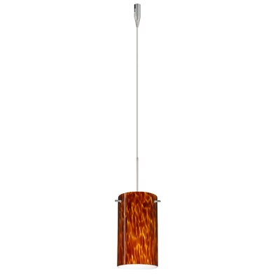 Stilo 1 Light Mini Pendant Finish: Satin Nickel, Glass Shade: Amber Cloud, Bulb Type: Halogen