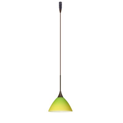 Domi 1 Light Mini Pendant Finish: Bronze, Glass Shade: Bicolor Green/Yellow