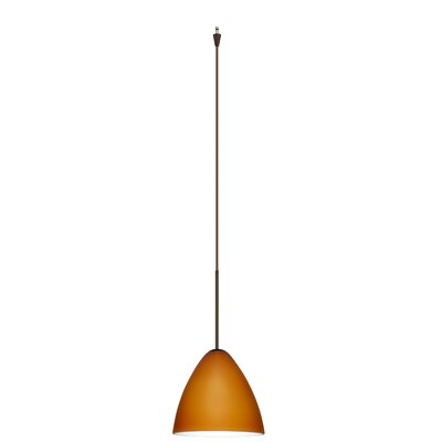 Mia 1 Light Mini Pendant Finish: Bronze, Glass Shade: Amber Matte