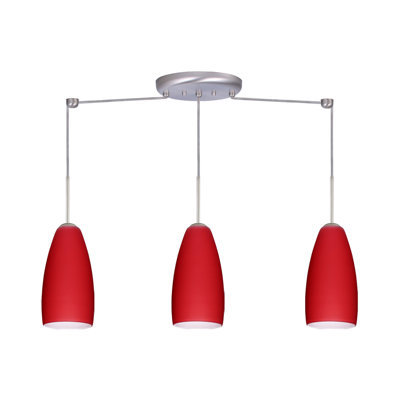 Chrissy 3 Light Mini Pendant Bulb Type: Xenon or Incandescent, Finish: Satin Nickel, Glass Shade: Ruby Matte