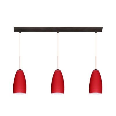 Chrissy 3 Light Mini Pendant Bulb Type: Xenon or Incandescent, Finish: Bronze, Glass Shade: Ruby Matte