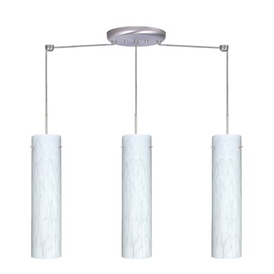 Stilo 3 Light Mini Pendant Finish: Satin Nickel, Glass Shade: Carrera