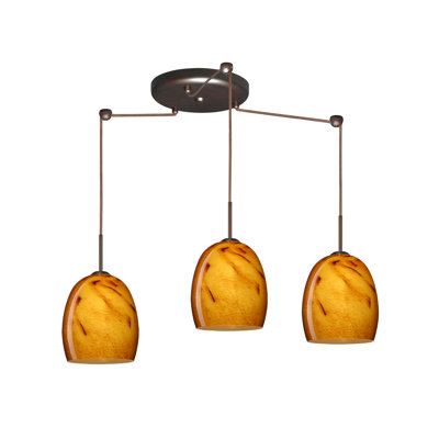Lucia 3 Light Pendant Finish: Bronze, Glass Shade: Halva