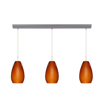 Pera 3 Light Pendant Finish: Satin Nickel, Glass Shade: Amber Matte