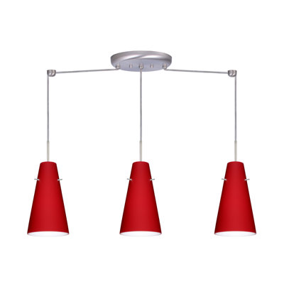 Cierro 3 Light Linear Pendant Finish: Satin Nickel, Glass Shade: Ruby Matte