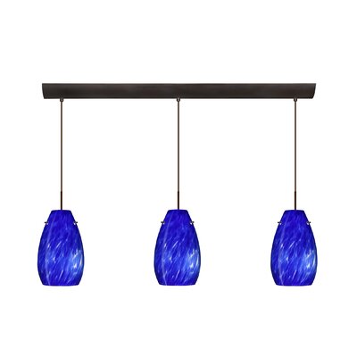 Pera 3 Light Pendant Finish: Bronze, Glass Shade: Blue Cloud