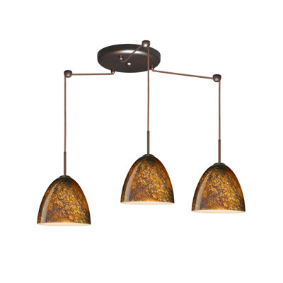 Vila 3 Light Pendant Finish: Bronze, Glass Shade: Ceylon