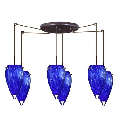 Juli 6 Light Pendant Finish: Bronze, Glass Shade: Blue Cloud