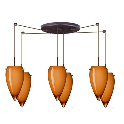 Juli 6 Light Pendant Finish: Bronze, Glass Shade: Amber Glossy