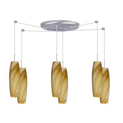 Suzi 6 Light Mini Pendant Finish: Satin Nickel, Glass Shade: Honey