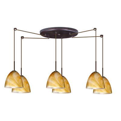 Vila 6 Light Pendant Finish: Bronze, Glass Shade: Honey