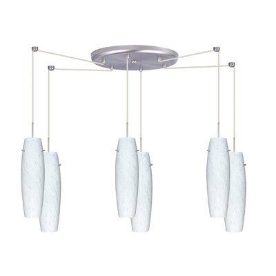 Suzi 6 Light Mini Pendant Finish: Satin Nickel, Glass Shade: Carrera