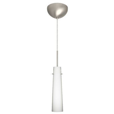 Camino 1 Light Mini Pendant Bulb Type: Xenon or Incandescent, Finish: Satin Nickel, Glass Shade: Opal Matte