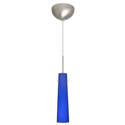 Camino 1 Light Mini Pendant Bulb Type: Xenon or Incandescent, Finish: Satin Nickel, Glass Shade: Cobalt Blue Matte