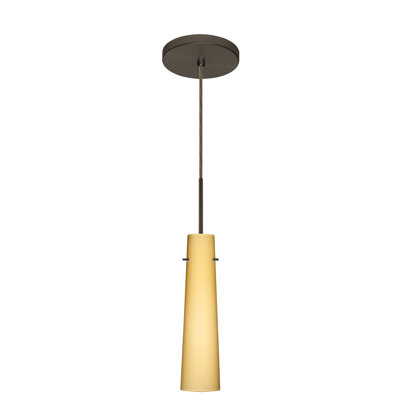 Camino 1 Light Mini Pendant Bulb Type: Xenon or Incandescent, Finish: Bronze, Glass Shade: Vanilla Matte