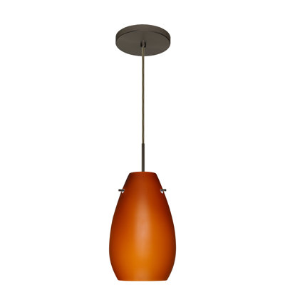 Pera 1 Light Pendant Finish: Bronze, Glass Shade: Amber Matte