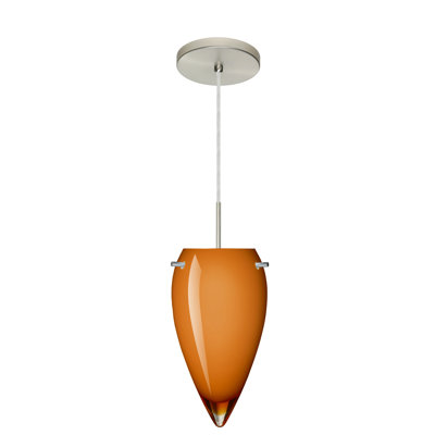 Juli 1 Light Pendant Finish: Satin Nickel, Glass Shade: Amber Glossy