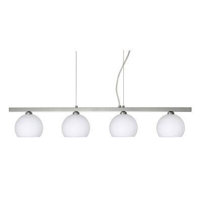 Palla 4 Light Linear Pendant Finish: Satin Nickel, Glass Shade: Opal Matte