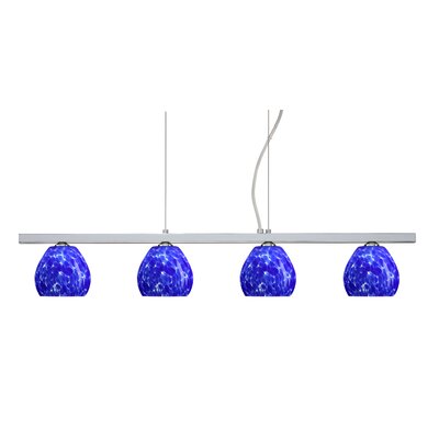 Tay Tay 4 Light Linear Pendant Finish: Polished Nickel, Glass Shade: Blue Cloud