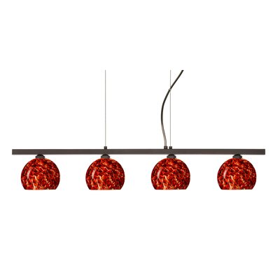 Palla 4 Light Linear Pendant Finish: Bronze, Glass Shade: Garnet