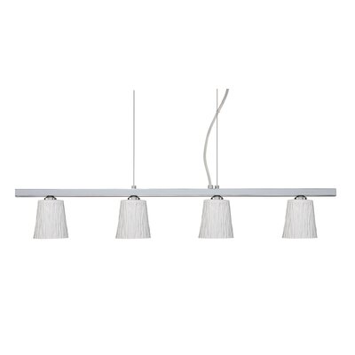 Nico 4 Light Linear Pendant Finish: Polished Nickel, Glass Shade: Opal Stone