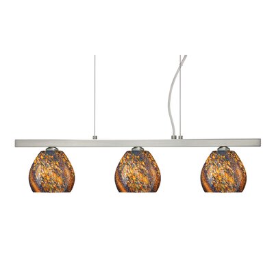 Tay Tay 3 Light Linear Pendant Finish: Satin Nickel, Glass Shade: Ceylon