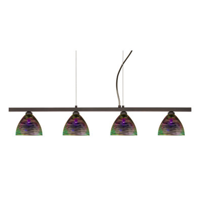 Sabrina 4 Light Linear Pendant Finish: Bronze, Glass Shade: Black Dicro Wavy