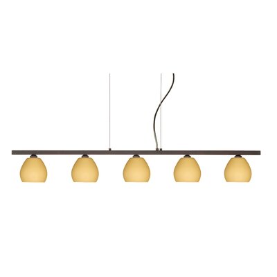 Tay Tay 5 Light Linear Pendant Finish: Bronze, Glass Shade: Carrera