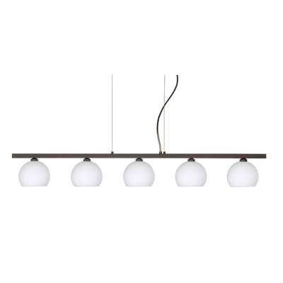 Palla 5 Light Linear Pendant Finish: Bronze, Glass Shade: Opal Matte