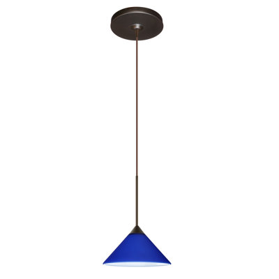 Kona 1 Light Mini Pendant Finish: Bronze, Glass Shade: Blue