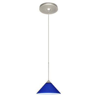 Kona 1 Light Mini Pendant Finish: Satin Nickel, Glass Shade: Blue