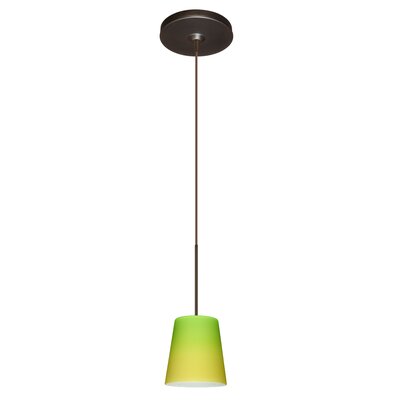 Canto 1 Light Mini Pendant Finish: Bronze, Glass Shade: Bicolor Green/Yellow