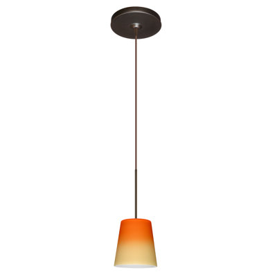 Canto 1 Light Mini Pendant Finish: Bronze, Glass Shade: Bicolor Orange/Pina