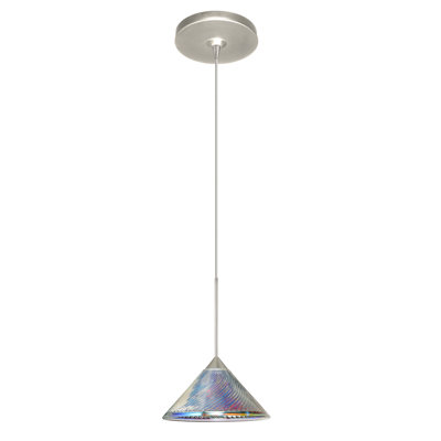 Kona 1 Light Mini Pendant Finish: Satin Nickel, Glass Shade: Dicro