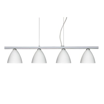 Mia 4 Light Cable Hung Linear Pendant Finish: Polished Nickel, Glass Shade: Opal Matte