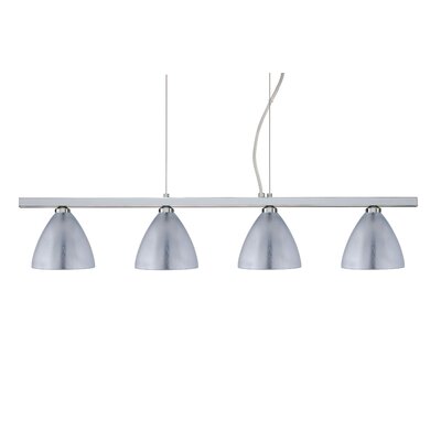 Mia 4 Light Cable Hung Linear Pendant Finish: Polished Nickel, Glass Shade: Silver Foil