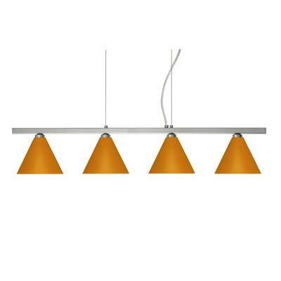 Kani 4 Light Cable Hung Linear Pendant Finish: Satin Nickel, Glass Shade: Amber Matte