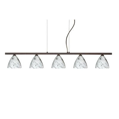 Mia 5 Light Cable Hung Linear Pendant Finish: Bronze, Glass Shade: Marble Grigio