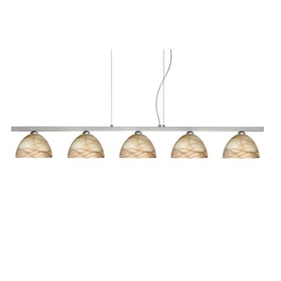 Brella 5 Light Linear Pendant Finish: Satin Nickel, Glass Shade: Mocha