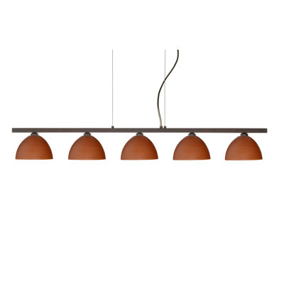 Brella 5 Light Linear Pendant Finish: Bronze, Glass Shade: Cherry