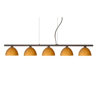 Brella 5 Light Linear Pendant Finish: Bronze, Glass Shade: Oak