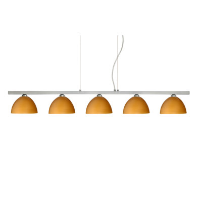 Brella 5 Light Linear Pendant Finish: Satin Nickel, Glass Shade: Oak
