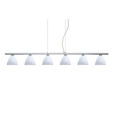 Mia 6 Light Cable Hung Linear Pendant Finish: Polished Nickel, Glass Shade: Carrera