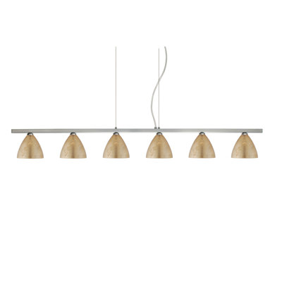 Mia 6 Light Cable Hung Linear Pendant Finish: Satin Nickel, Glass Shade: Gold Foil