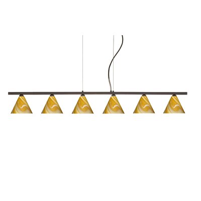 Kani 6 Light Cable Hung Linear Pendant Finish: Bronze, Glass Shade: Honey