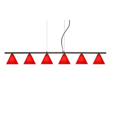 Kani 6 Light Cable Hung Linear Pendant Finish: Bronze, Glass Shade: Ruby Matte