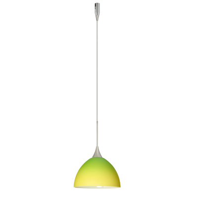 Brella 1 Light Mini Pendant Finish: Satin Nickel, Glass Shade: Bicolor Green/Yellow